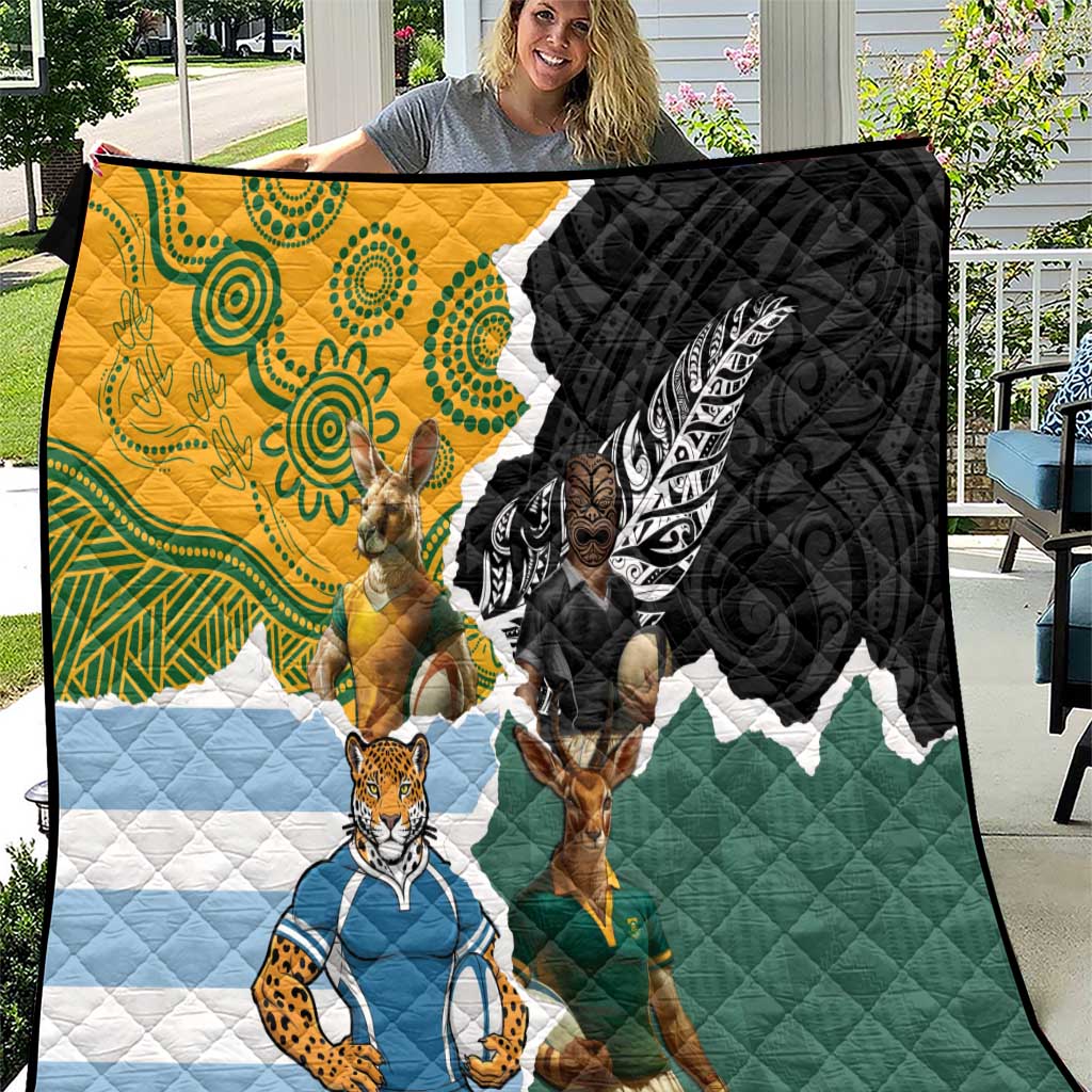 Rugby 2025 Championship Quilt Southern Hemisphere Countries Mascots - Wonder Print Shop