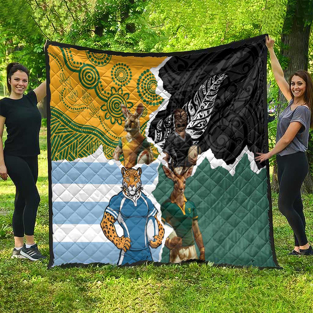 Rugby 2025 Championship Quilt Southern Hemisphere Countries Mascots - Wonder Print Shop