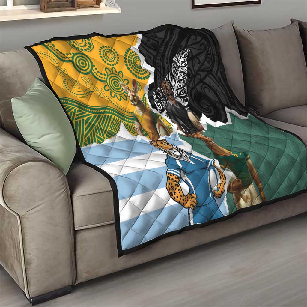 Rugby 2025 Championship Quilt Southern Hemisphere Countries Mascots - Wonder Print Shop