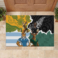 Rugby 2025 Championship Rubber Doormat Southern Hemisphere Countries Mascots - Wonder Print Shop