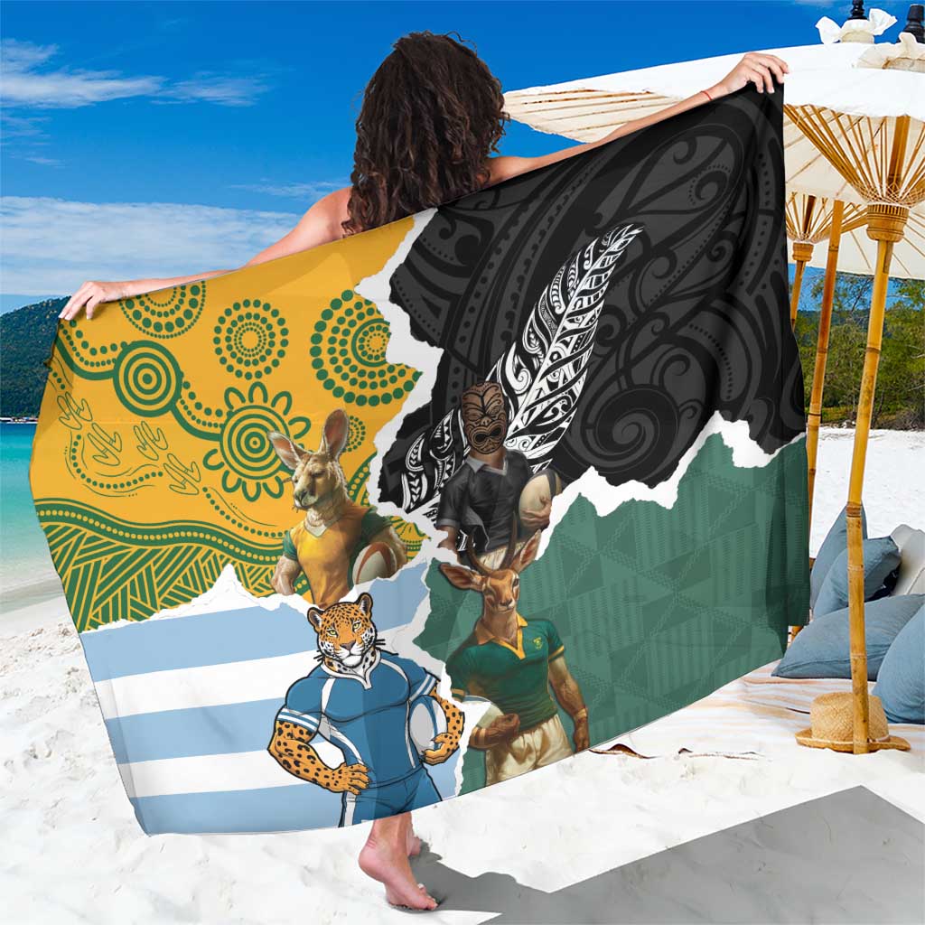Rugby 2025 Championship Sarong Southern Hemisphere Countries Mascots - Wonder Print Shop