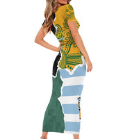 Personalised Rugby 2025 Championship Short Sleeve Bodycon Dress Southern Hemisphere Countries Mascots - Wonder Print Shop