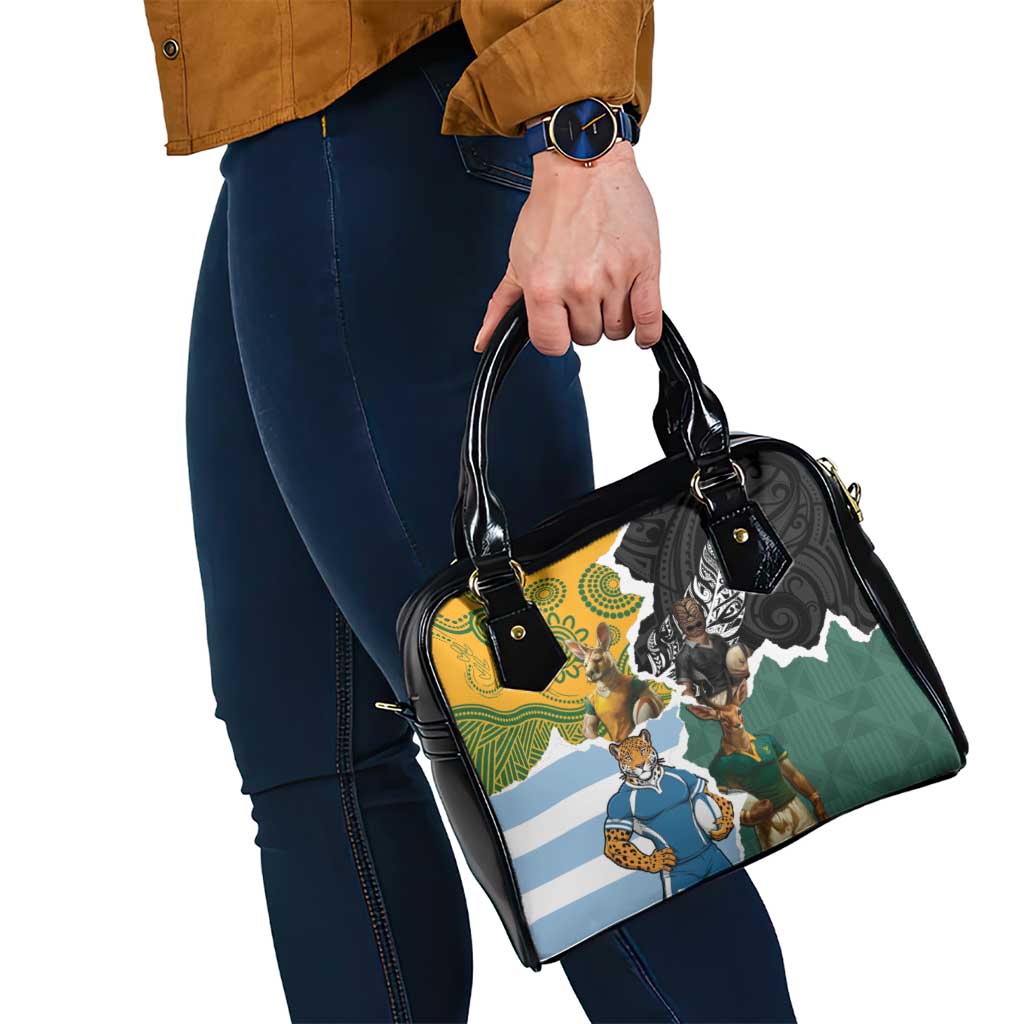 Rugby 2025 Championship Shoulder Handbag Southern Hemisphere Countries Mascots - Wonder Print Shop