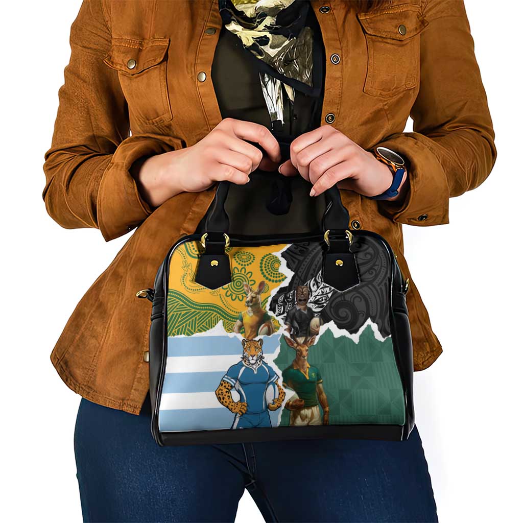 Rugby 2025 Championship Shoulder Handbag Southern Hemisphere Countries Mascots - Wonder Print Shop