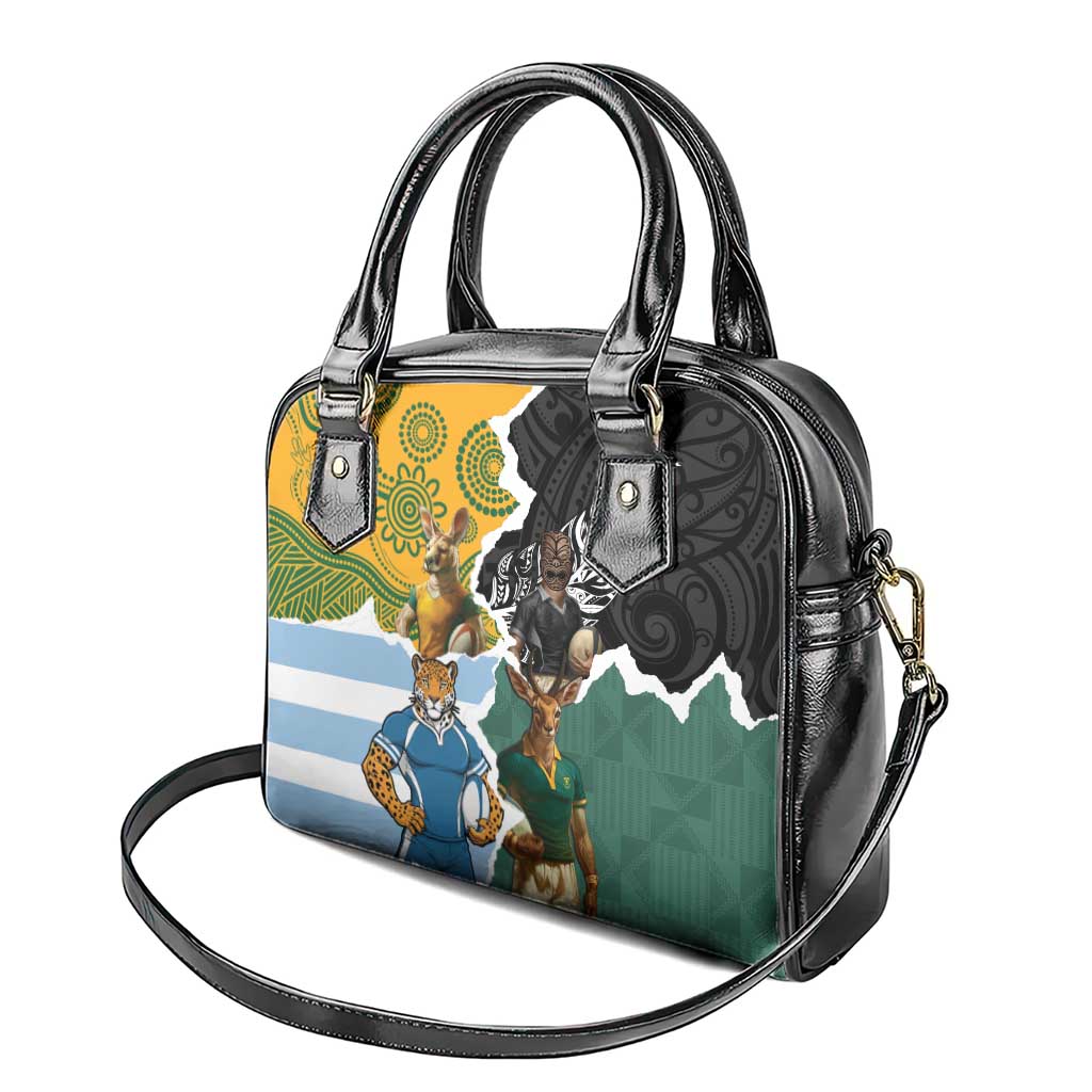 Rugby 2025 Championship Shoulder Handbag Southern Hemisphere Countries Mascots - Wonder Print Shop
