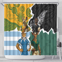 Rugby 2025 Championship Shower Curtain Southern Hemisphere Countries Mascots - Wonder Print Shop
