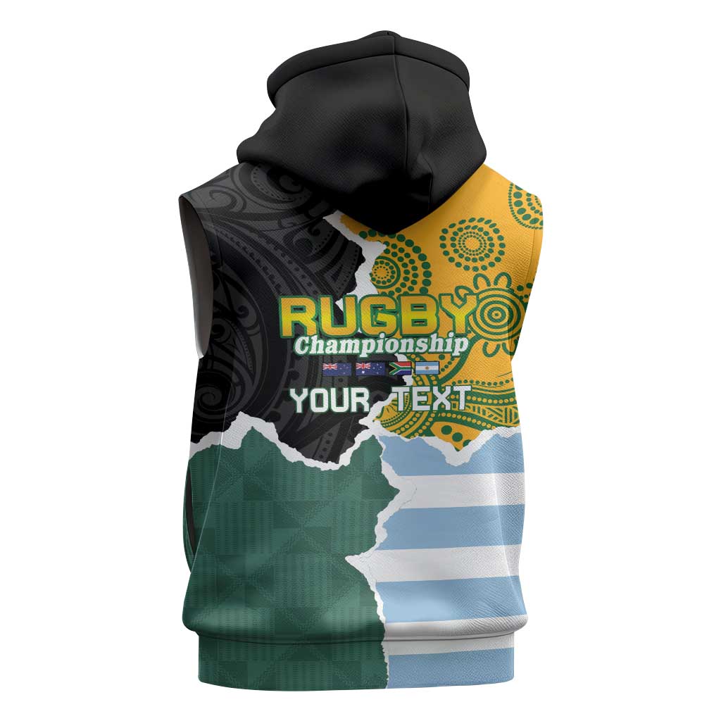 Personalised Rugby 2025 Championship Sleeveless Hoodie Southern Hemisphere Countries Mascots - Wonder Print Shop