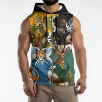 Personalised Rugby 2025 Championship Sleeveless Zip Hoodie Southern Hemisphere Countries Mascots - Wonder Print Shop
