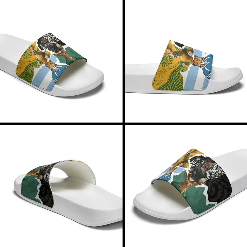 Rugby 2025 Championship Slide Sandals Southern Hemisphere Countries Mascots - Wonder Print Shop