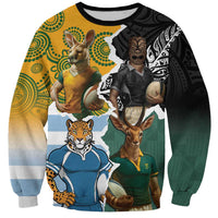 Personalised Rugby 2025 Championship Sweatshirt Southern Hemisphere Countries Mascots - Wonder Print Shop