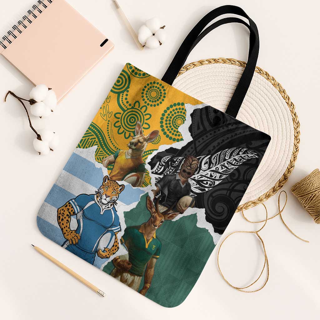 Rugby 2025 Championship Tote Bag Southern Hemisphere Countries Mascots - Wonder Print Shop