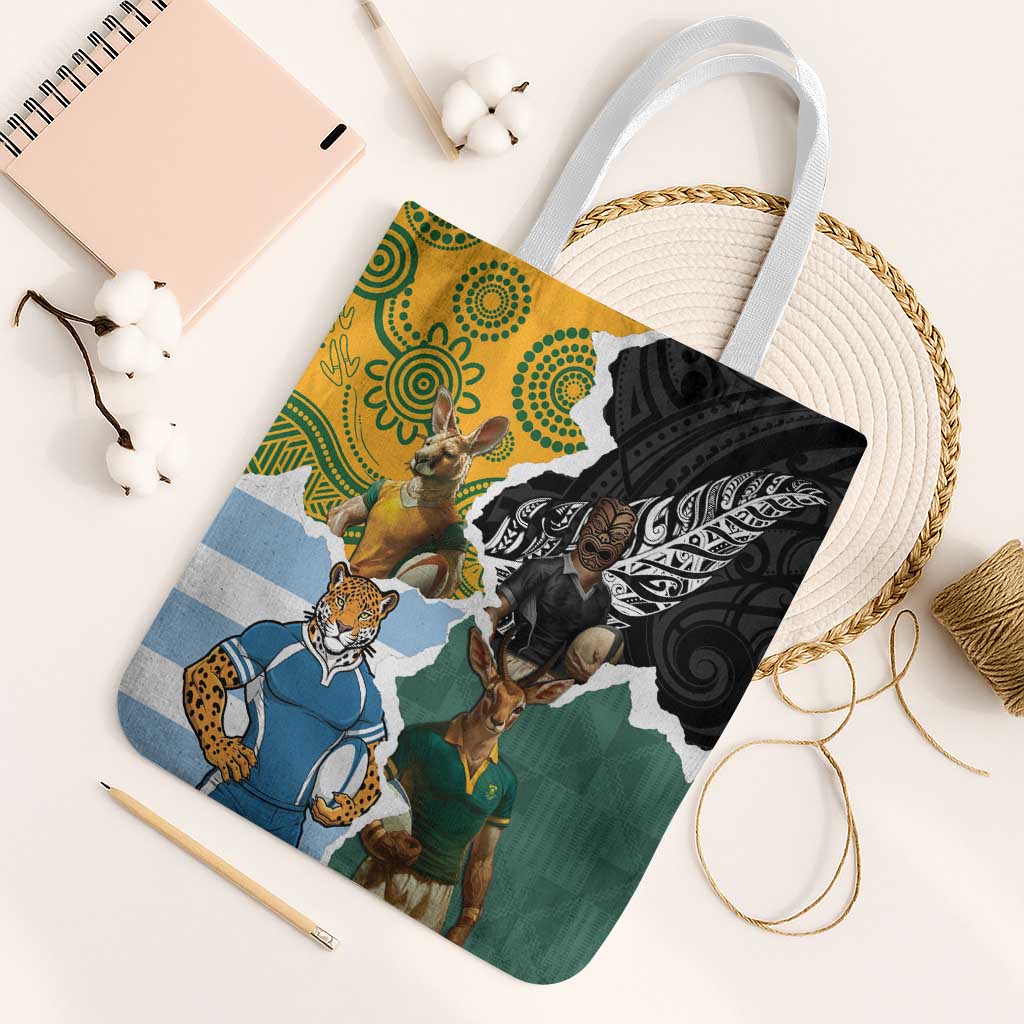 Rugby 2025 Championship Tote Bag Southern Hemisphere Countries Mascots - Wonder Print Shop