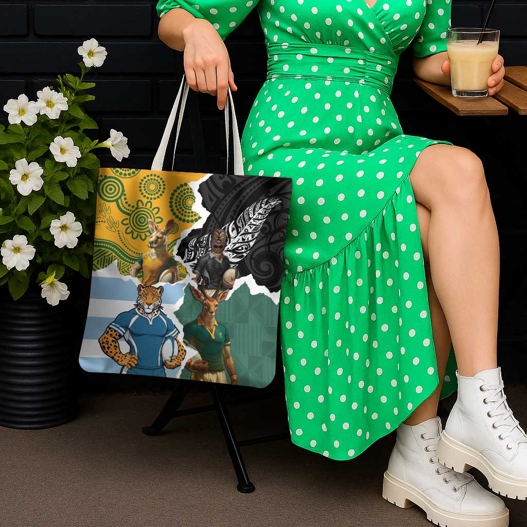 Rugby 2025 Championship Tote Bag Southern Hemisphere Countries Mascots - Wonder Print Shop