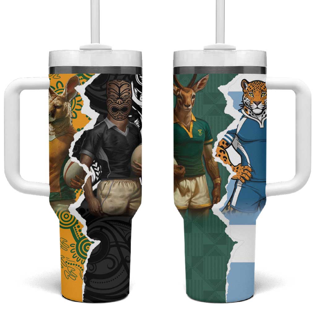 Rugby 2025 Championship Tumbler With Handle Southern Hemisphere Countries Mascots - Wonder Print Shop