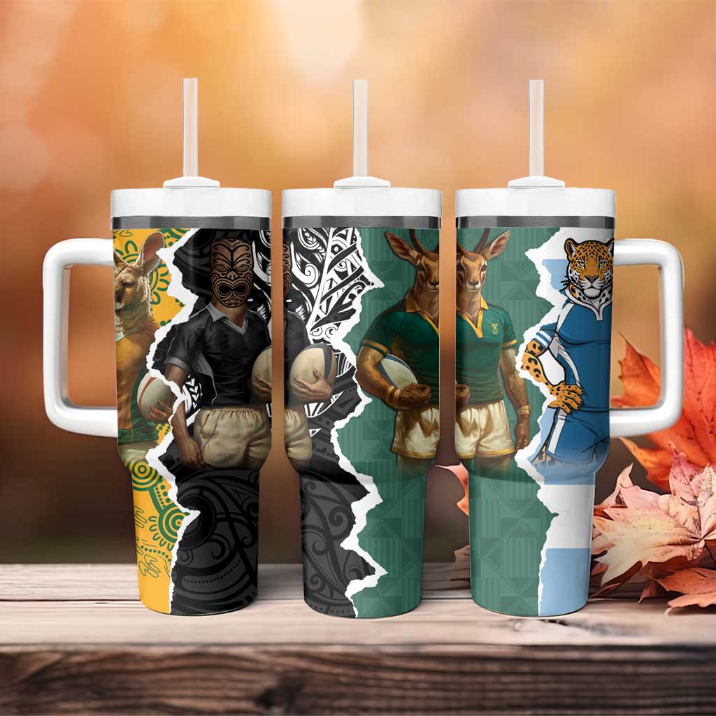 Rugby 2025 Championship Tumbler With Handle Southern Hemisphere Countries Mascots - Wonder Print Shop