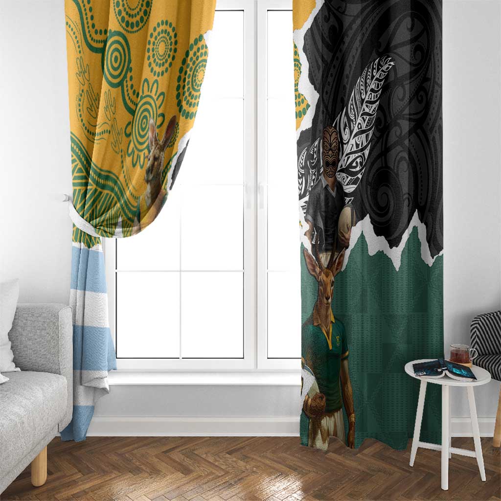 Rugby 2025 Championship Window Curtain Southern Hemisphere Countries Mascots - Wonder Print Shop