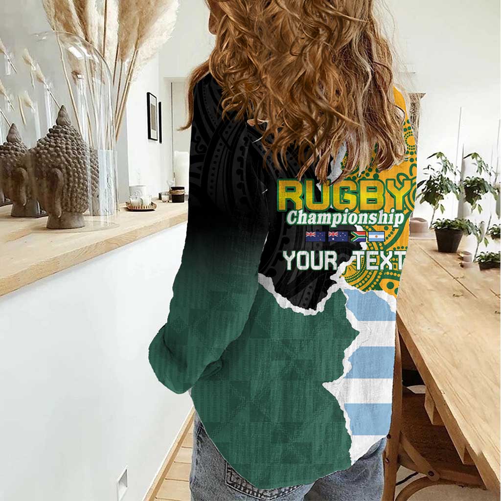 Personalised Rugby 2025 Championship Women Casual Shirt Southern Hemisphere Countries Mascots - Wonder Print Shop