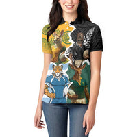 Personalised Rugby 2025 Championship Women Polo Shirt Southern Hemisphere Countries Mascots - Wonder Print Shop