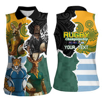 Personalised Rugby 2025 Championship Women Sleeveless Polo Shirt Southern Hemisphere Countries Mascots - Wonder Print Shop