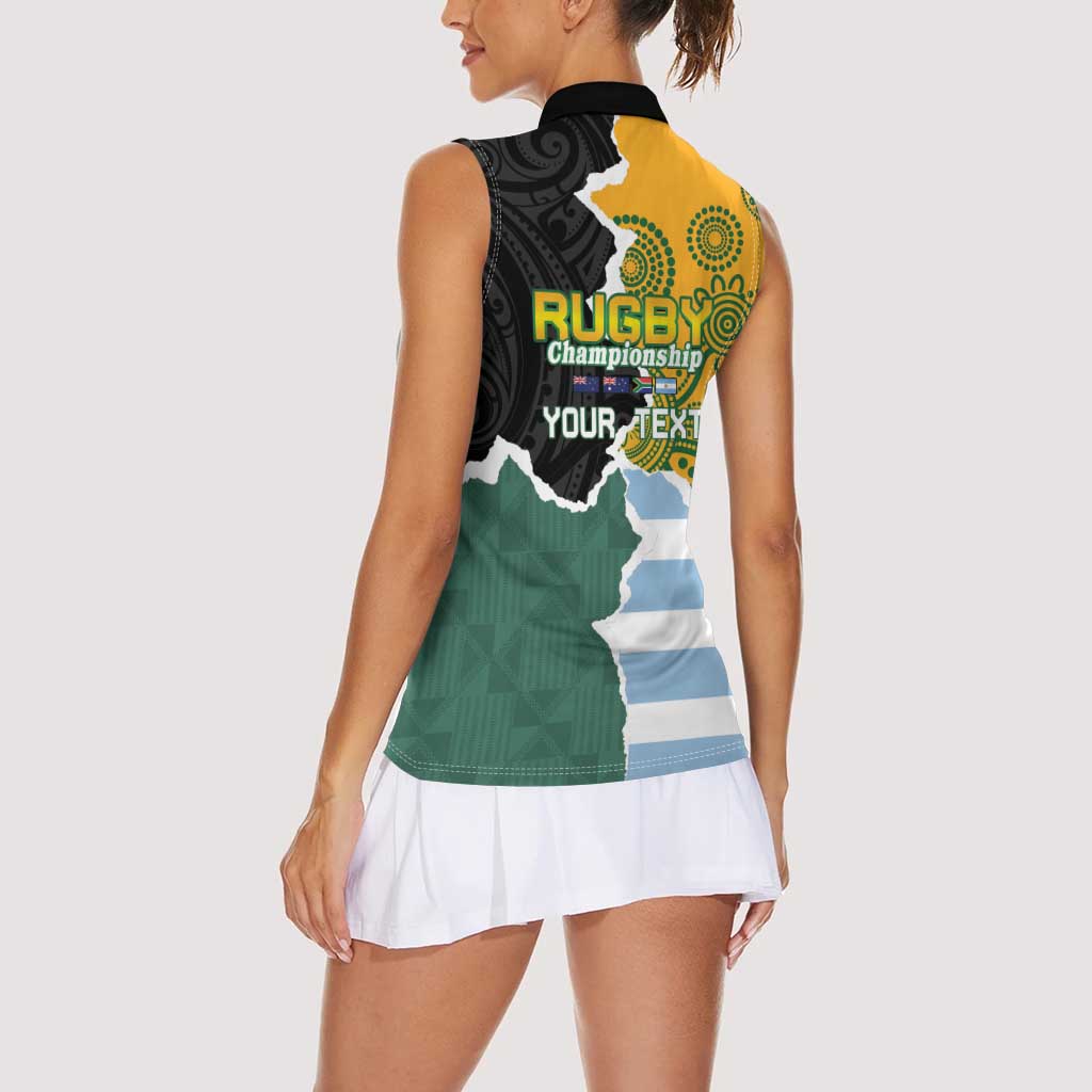 Personalised Rugby 2025 Championship Women Sleeveless Polo Shirt Southern Hemisphere Countries Mascots - Wonder Print Shop