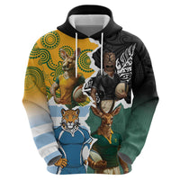 Personalised Rugby 2025 Championship Zip Hoodie Southern Hemisphere Countries Mascots - Wonder Print Shop