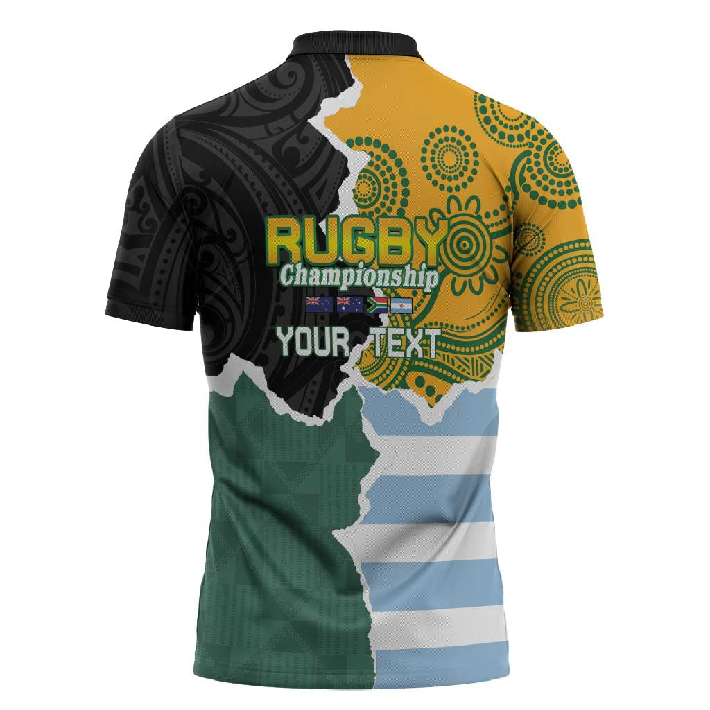 Personalised Rugby 2025 Championship Zipper Polo Shirt Southern Hemisphere Countries Mascots - Wonder Print Shop