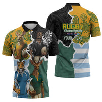 Personalised Rugby 2025 Championship Zipper Polo Shirt Southern Hemisphere Countries Mascots - Wonder Print Shop