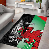 New Zealand and Wales Rugby Custom Area Rug Aotearoa All Black Combine Welsh Dragon - Wonder Print Shop