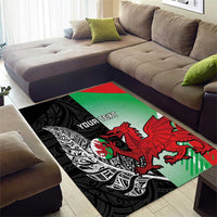 New Zealand and Wales Rugby Custom Area Rug Aotearoa All Black Combine Welsh Dragon - Wonder Print Shop