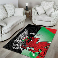 New Zealand and Wales Rugby Custom Area Rug Aotearoa All Black Combine Welsh Dragon - Wonder Print Shop