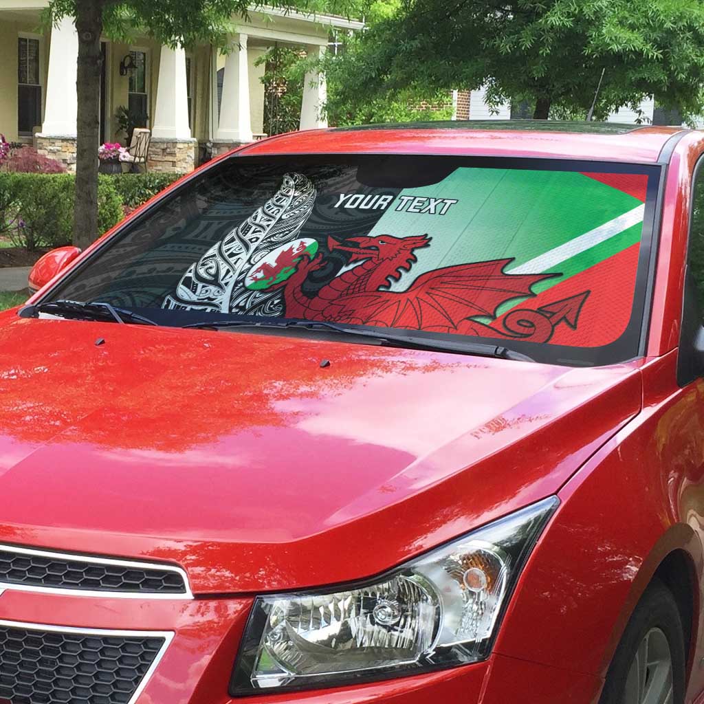 New Zealand and Wales Rugby Custom Auto Sun Shade Aotearoa All Black Combine Welsh Dragon - Wonder Print Shop