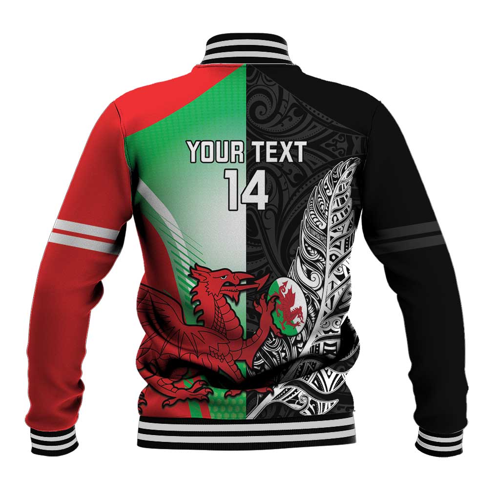 New Zealand and Wales Rugby Custom Baseball Jacket Aotearoa All Black Combine Welsh Dragon - Wonder Print Shop