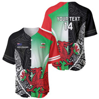 New Zealand and Wales Rugby Custom Baseball Jersey Aotearoa All Black Combine Welsh Dragon - Wonder Print Shop