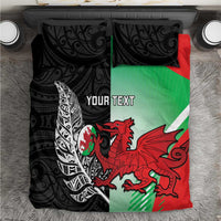 New Zealand and Wales Rugby Custom Bedding Set Aotearoa All Black Combine Welsh Dragon - Wonder Print Shop