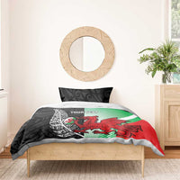 New Zealand and Wales Rugby Custom Bedding Set Aotearoa All Black Combine Welsh Dragon - Wonder Print Shop