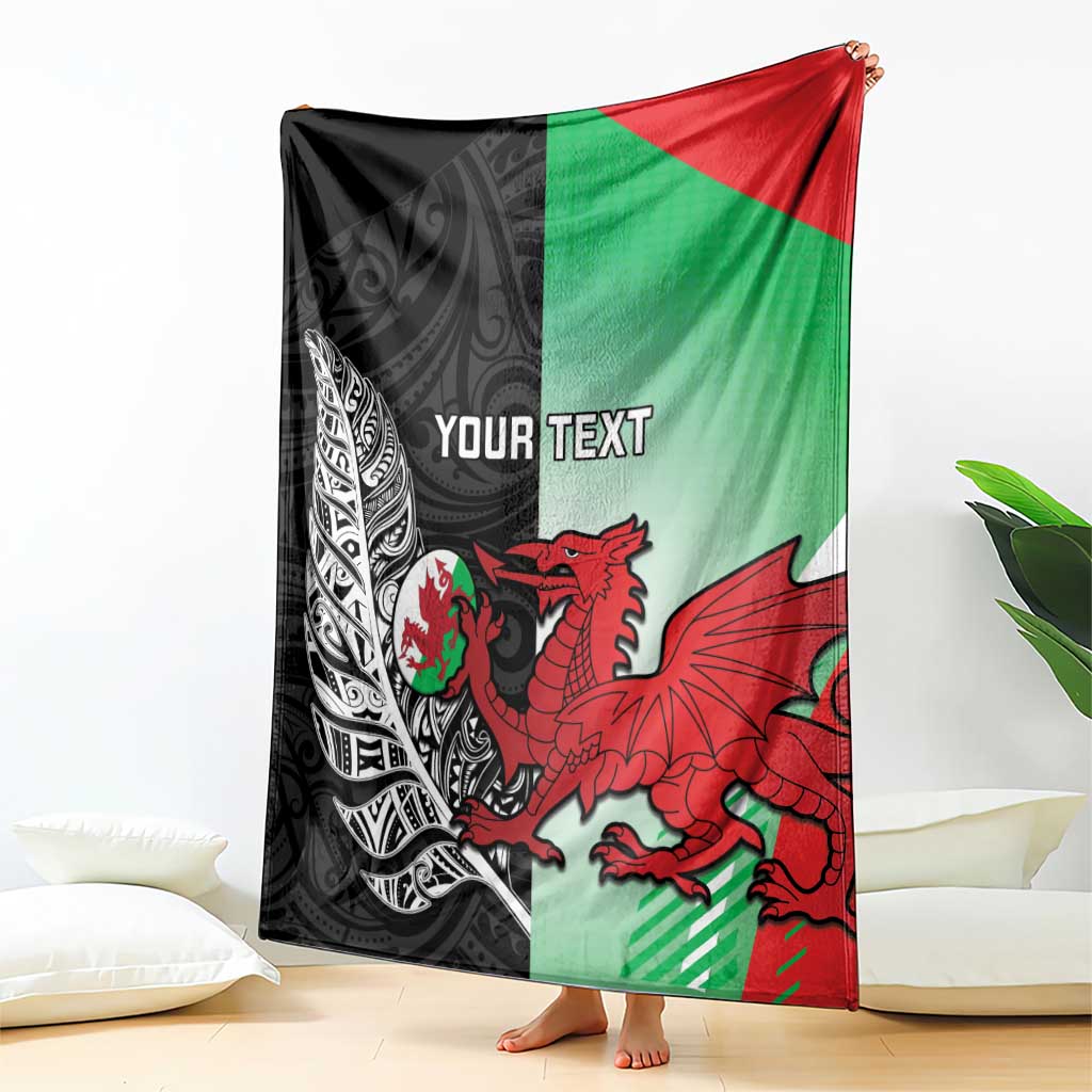 New Zealand and Wales Rugby Custom Blanket Aotearoa All Black Combine Welsh Dragon - Wonder Print Shop