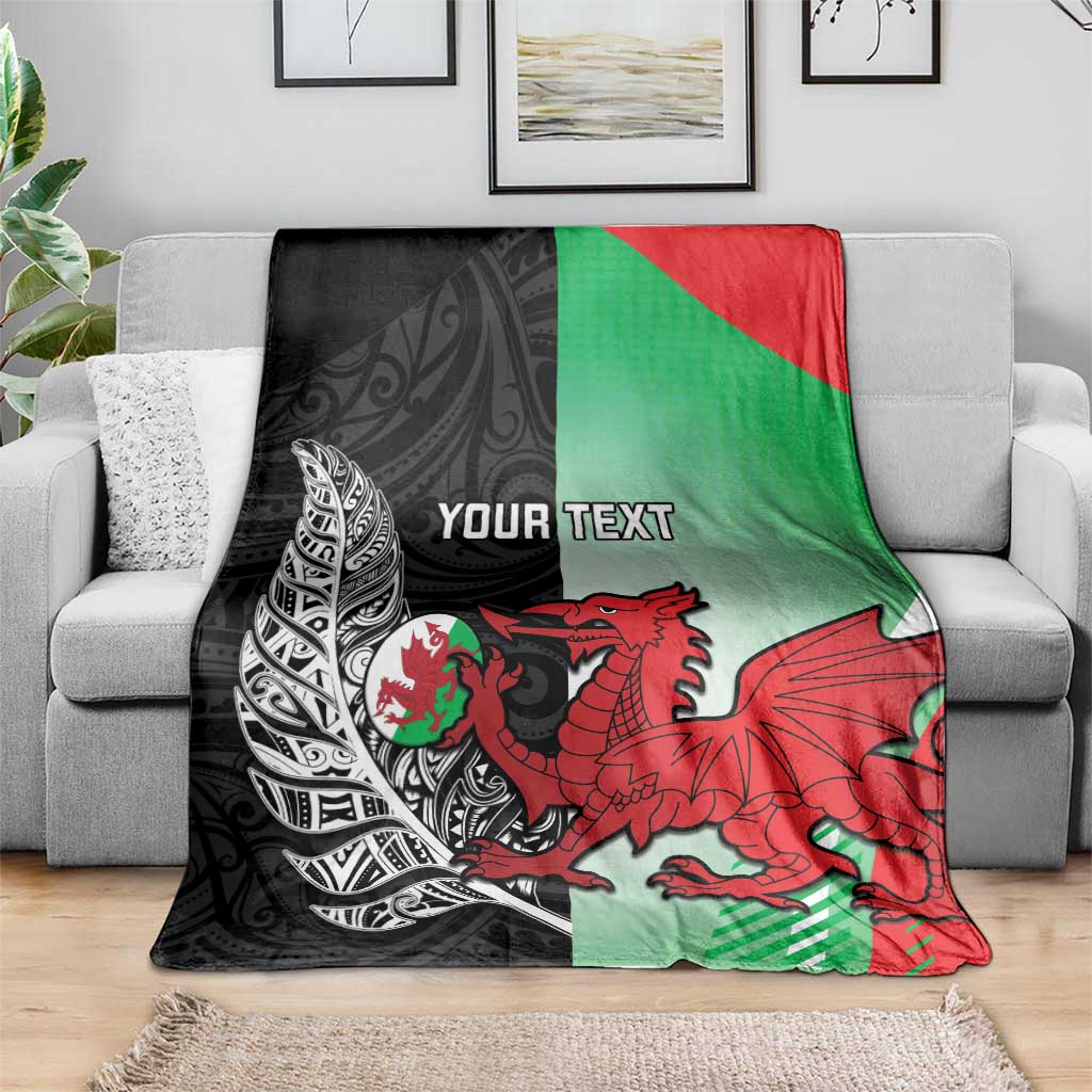 New Zealand and Wales Rugby Custom Blanket Aotearoa All Black Combine Welsh Dragon - Wonder Print Shop