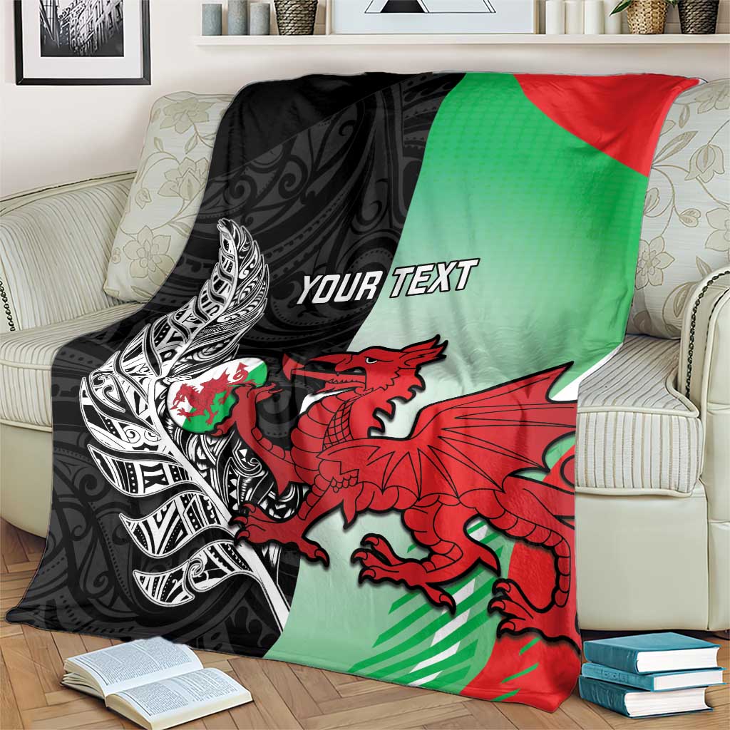 New Zealand and Wales Rugby Custom Blanket Aotearoa All Black Combine Welsh Dragon - Wonder Print Shop