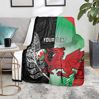 New Zealand and Wales Rugby Custom Blanket Aotearoa All Black Combine Welsh Dragon - Wonder Print Shop