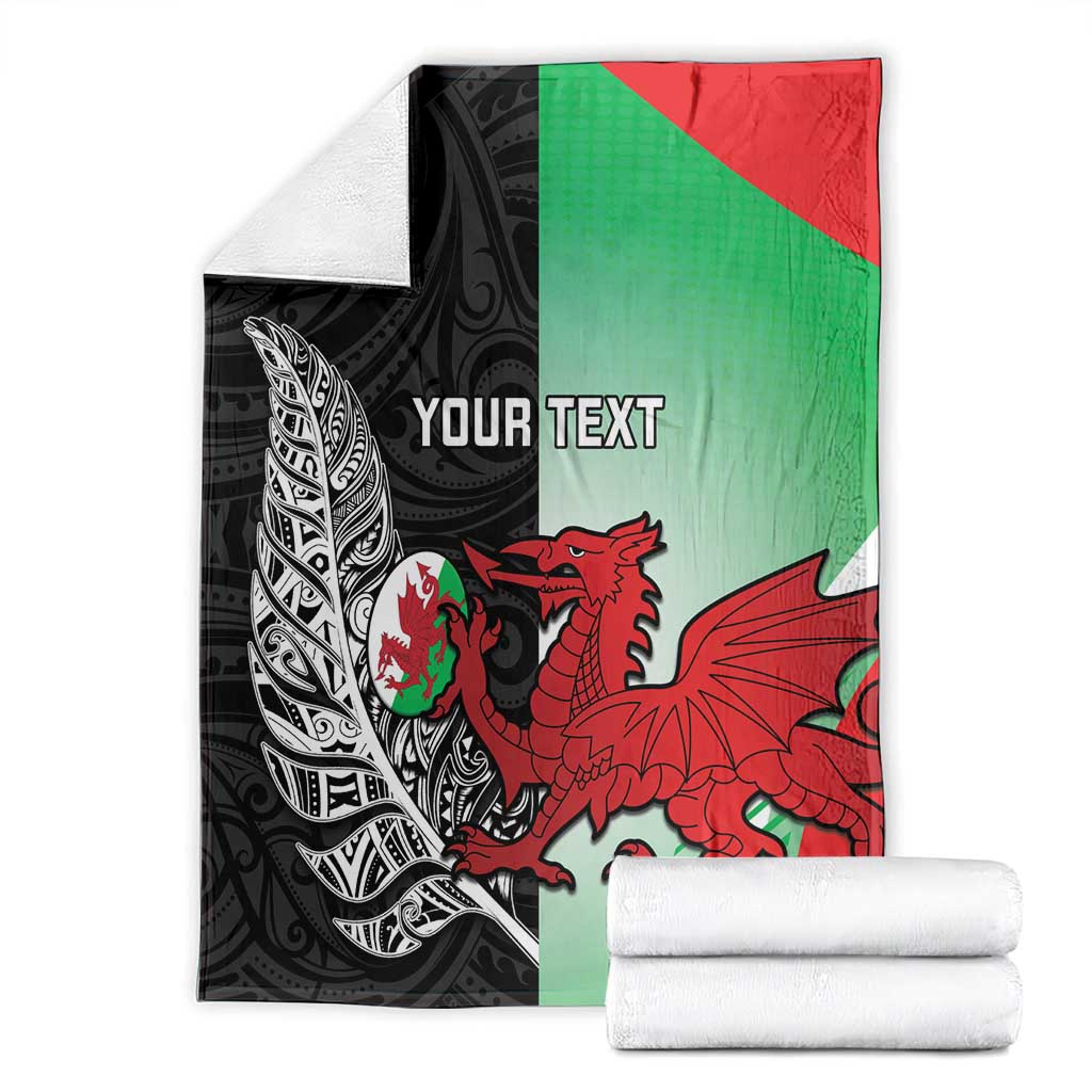 New Zealand and Wales Rugby Custom Blanket Aotearoa All Black Combine Welsh Dragon - Wonder Print Shop
