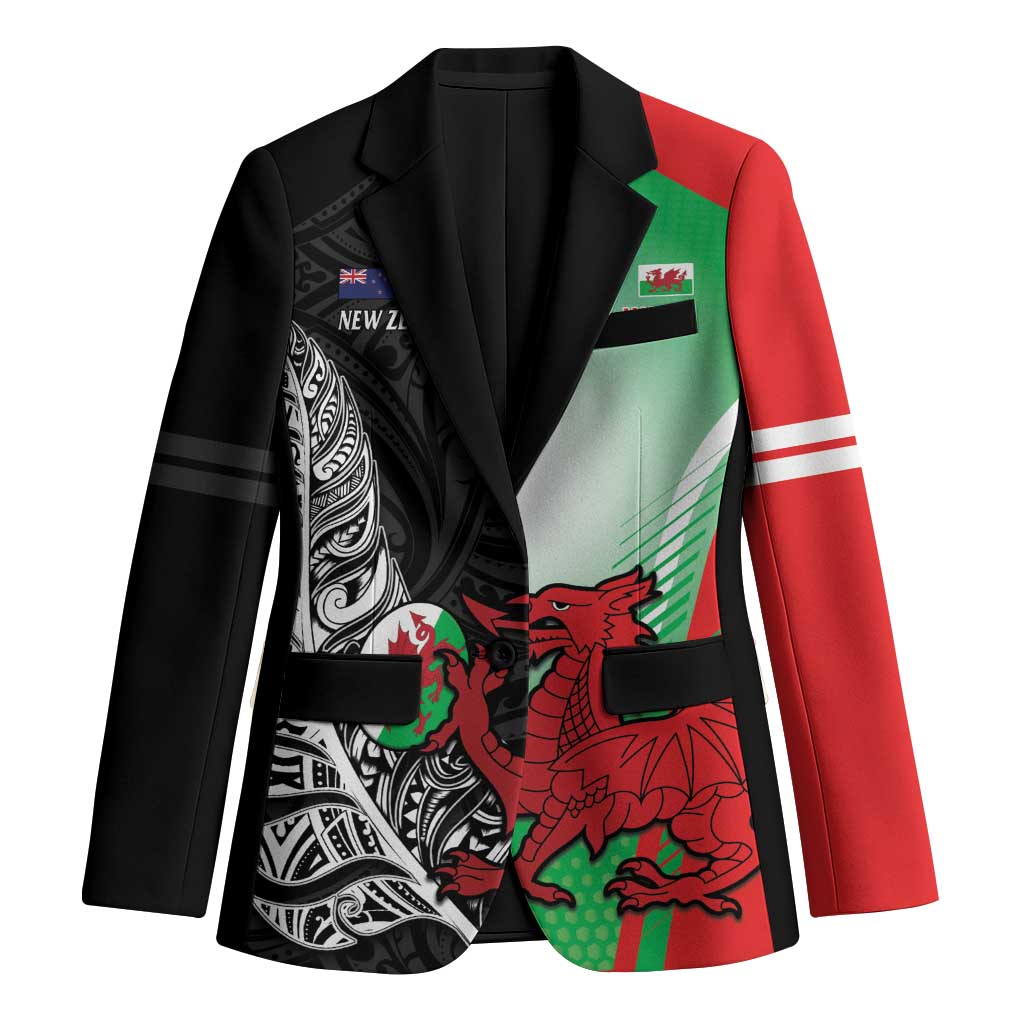 New Zealand and Wales Rugby Custom Blazer Aotearoa All Black Combine Welsh Dragon - Wonder Print Shop
