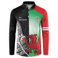 New Zealand and Wales Rugby Custom Button Sweatshirt Aotearoa All Black Combine Welsh Dragon - Wonder Print Shop