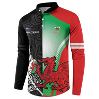 New Zealand and Wales Rugby Custom Button Sweatshirt Aotearoa All Black Combine Welsh Dragon - Wonder Print Shop