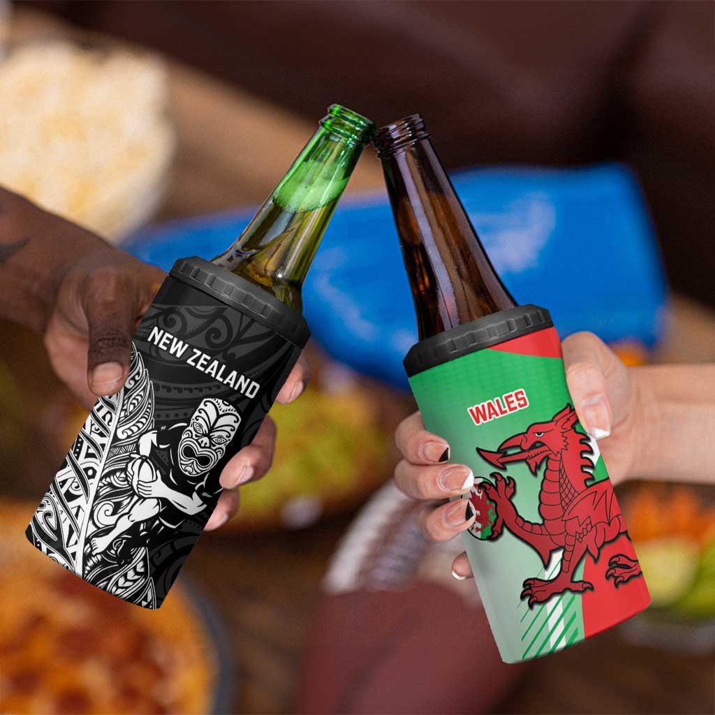 New Zealand and Wales Rugby Custom 4 in 1 Can Cooler Tumbler Aotearoa All Black Combine Welsh Dragon - Wonder Print Shop