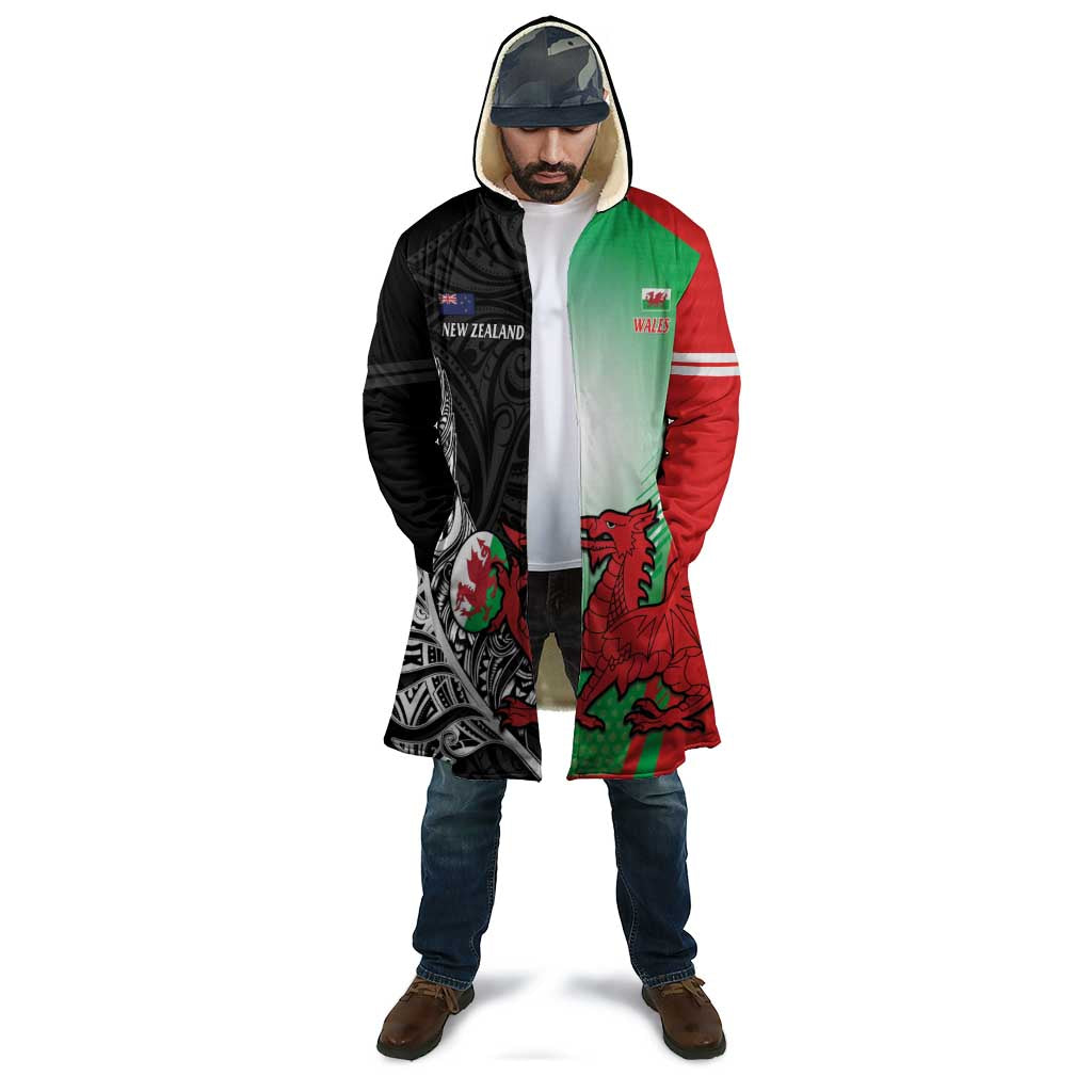 New Zealand and Wales Rugby Custom Cloak Aotearoa All Black Combine Welsh Dragon - Wonder Print Shop