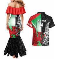 New Zealand and Wales Rugby Custom Couples Matching Mermaid Dress and Hawaiian Shirt Aotearoa All Black Combine Welsh Dragon - Wonder Print Shop