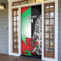 New Zealand and Wales Rugby Custom Door Cover Aotearoa All Black Combine Welsh Dragon - Wonder Print Shop