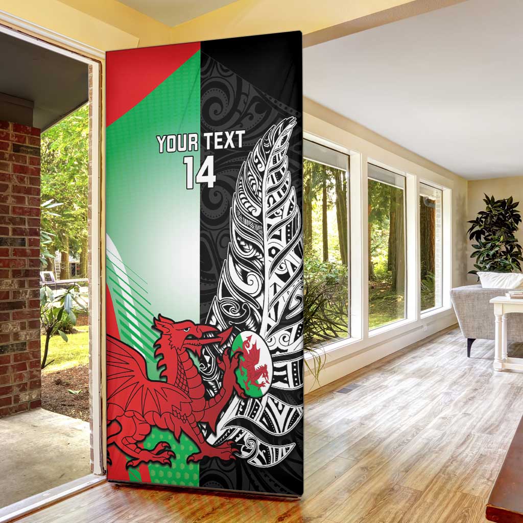 New Zealand and Wales Rugby Custom Door Cover Aotearoa All Black Combine Welsh Dragon - Wonder Print Shop