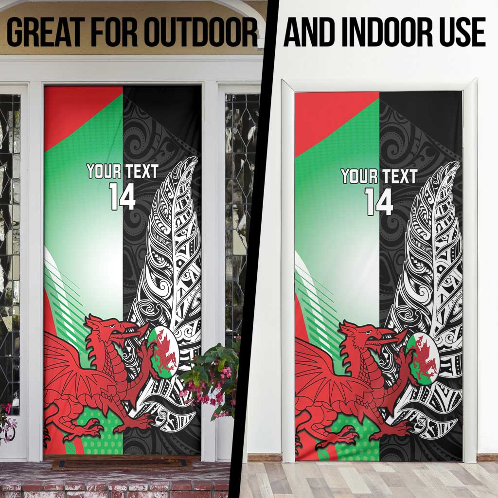 New Zealand and Wales Rugby Custom Door Cover Aotearoa All Black Combine Welsh Dragon - Wonder Print Shop