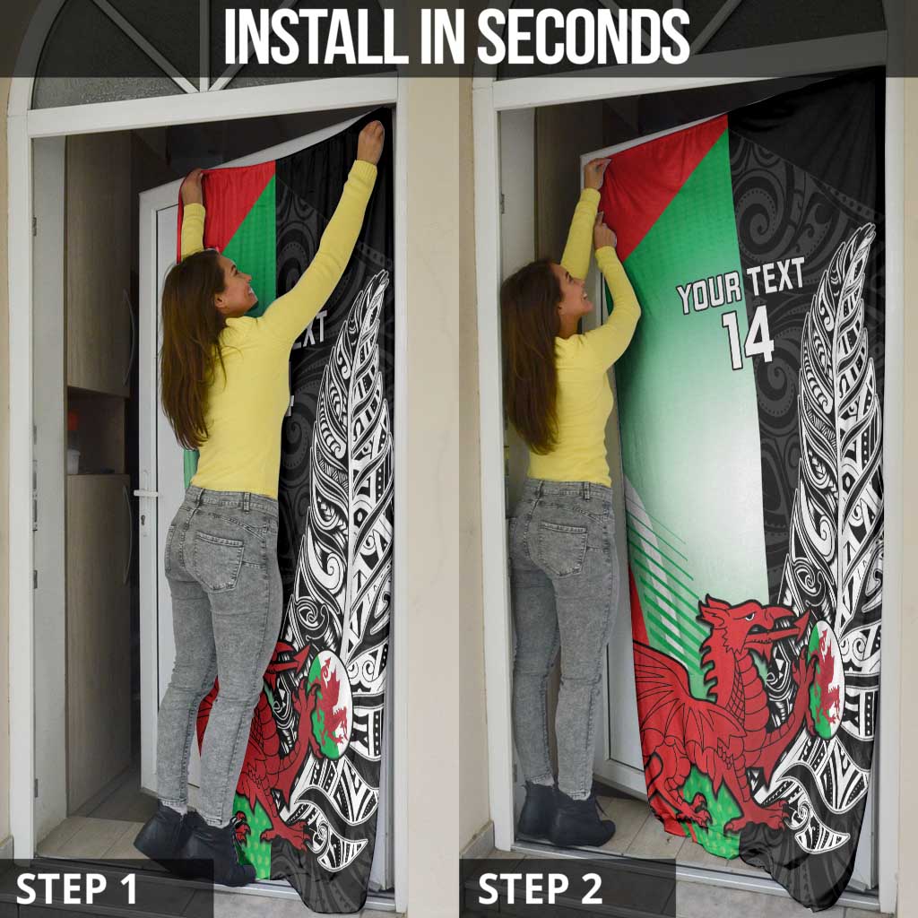 New Zealand and Wales Rugby Custom Door Cover Aotearoa All Black Combine Welsh Dragon - Wonder Print Shop